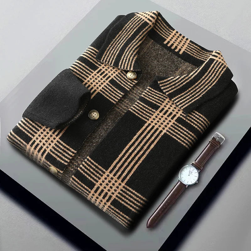 Merino Wool Lapel Collar Knit Cardigan