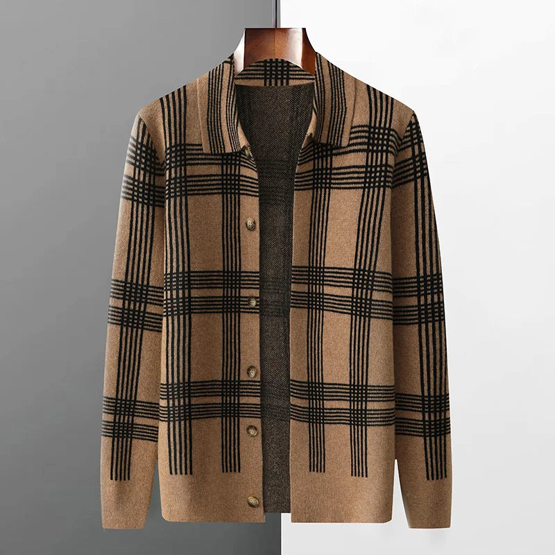 Merino Wool Lapel Collar Knit Cardigan
