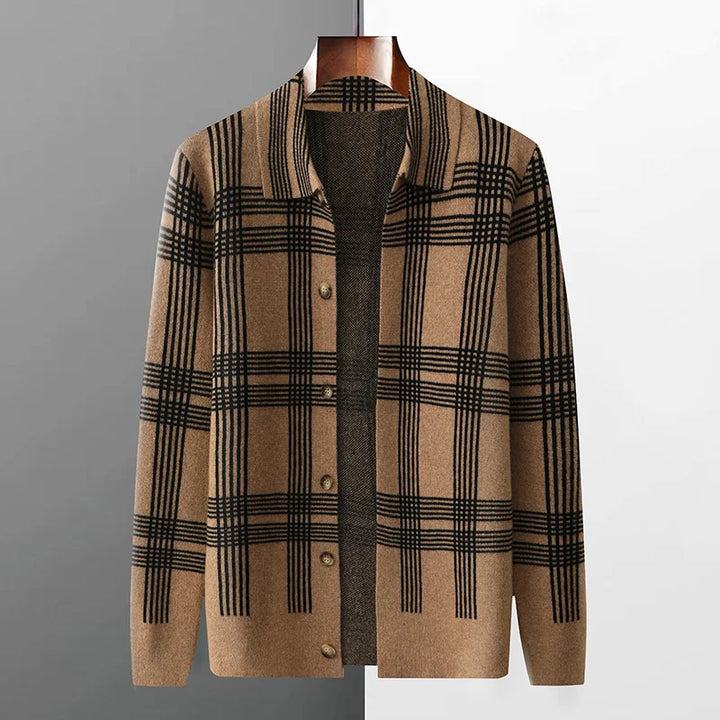 Merino Wool Lapel Collar Knit Cardigan