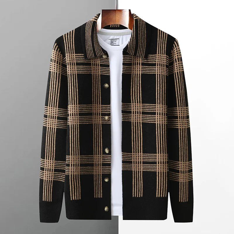 Merino Wool Lapel Collar Knit Cardigan
