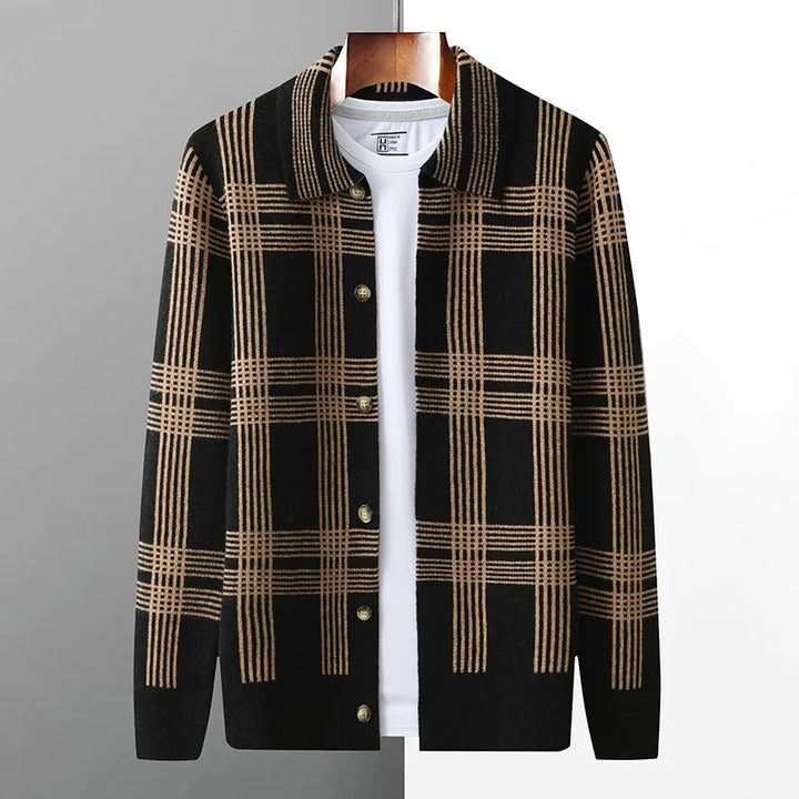 Merino Wool Lapel Collar Knit Cardigan