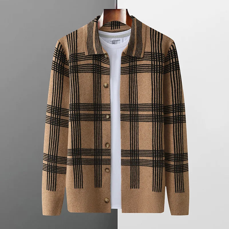 Merino Wool Lapel Collar Knit Cardigan