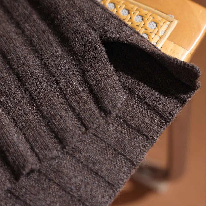 Merino Wool O-Neck Cable Knit Set