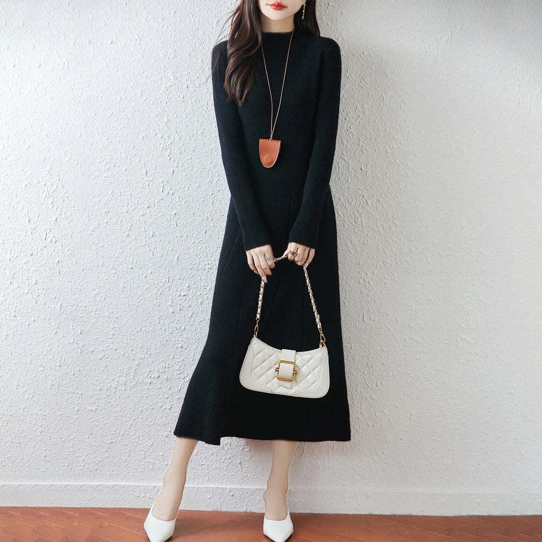  Merino Wool Ribbed Knit Dress