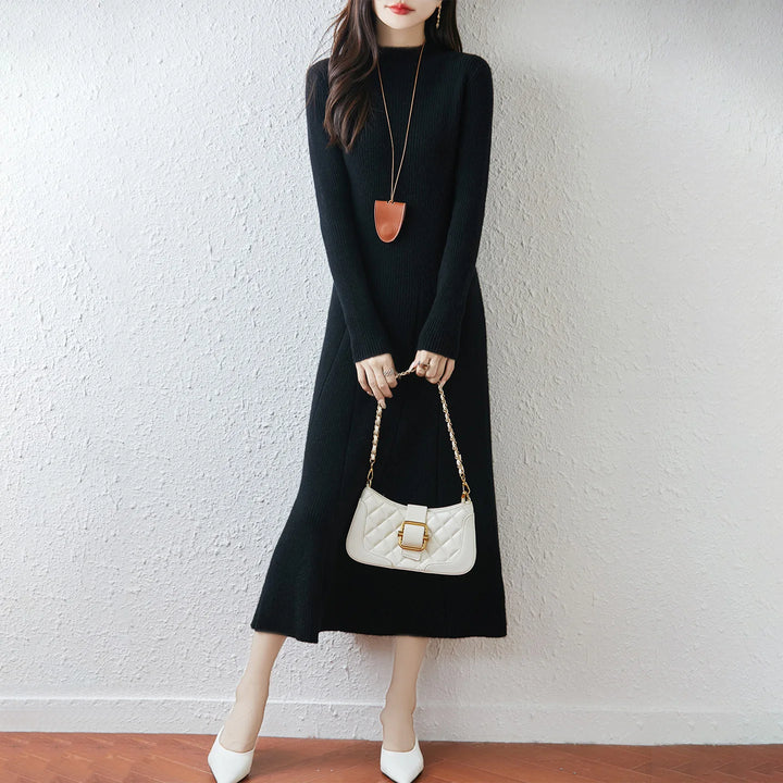  Merino Wool Ribbed Knit Dress