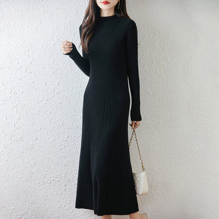  Merino Wool Ribbed Knit Dress