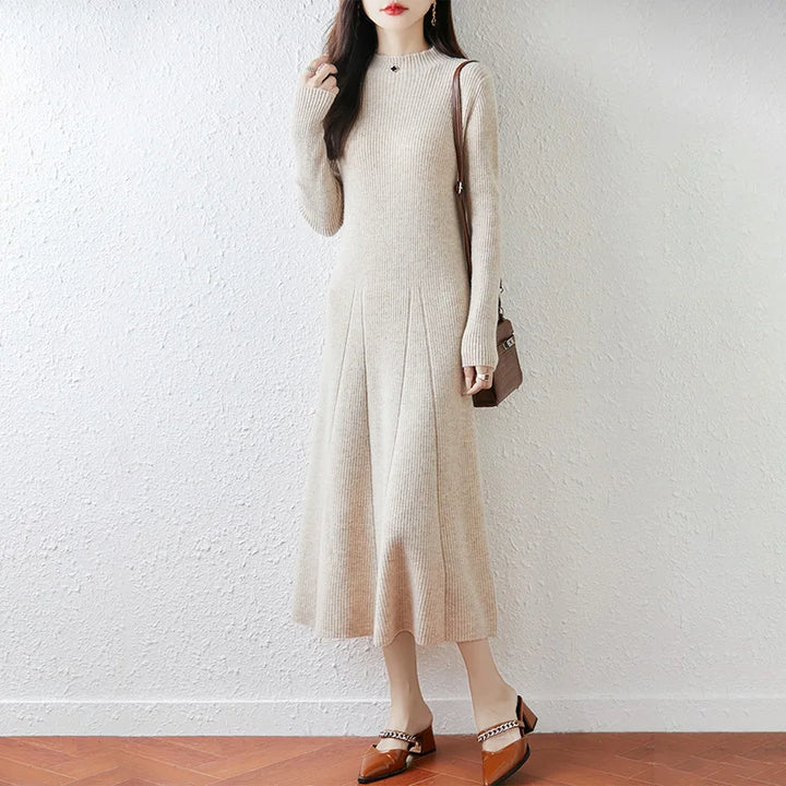  Merino Wool Ribbed Knit Dress