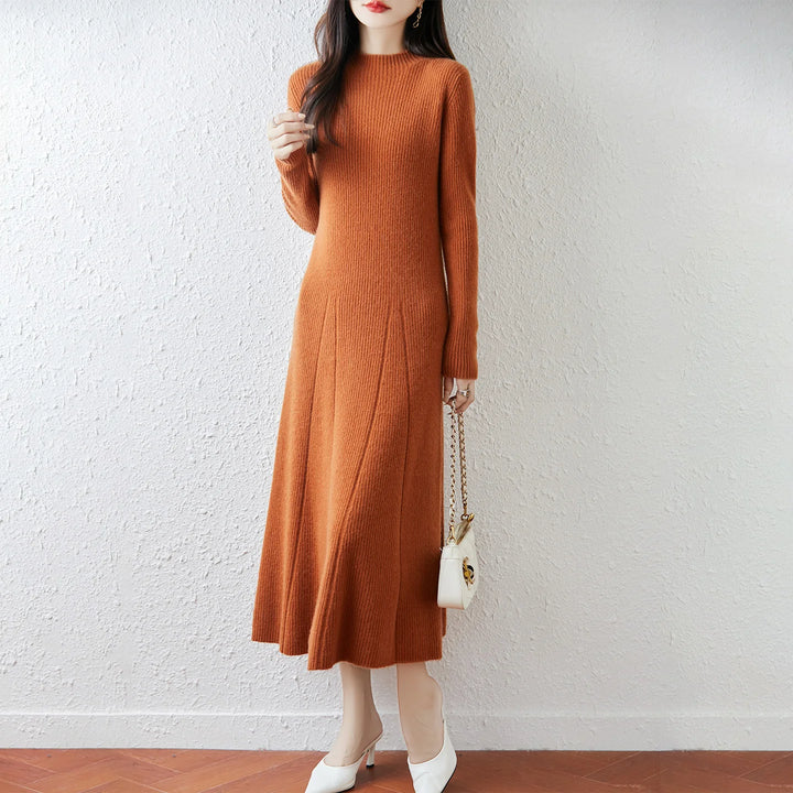  Merino Wool Ribbed Knit Dress