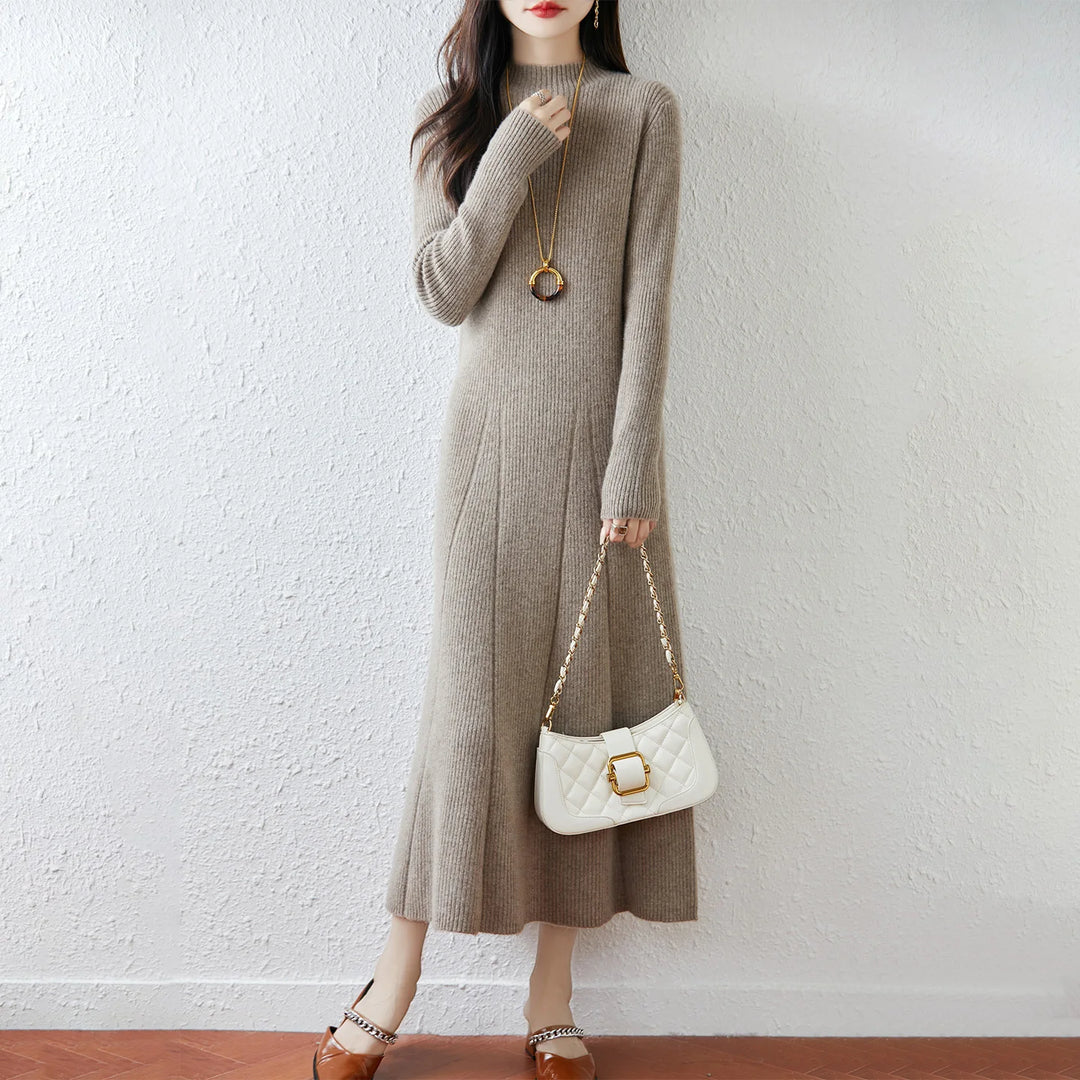  Merino Wool Ribbed Knit Dress