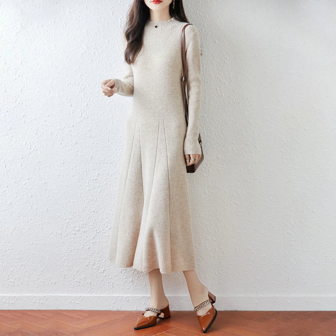  Merino Wool Ribbed Knit Dress