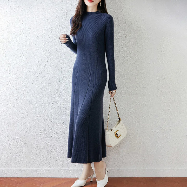  Merino Wool Ribbed Knit Dress