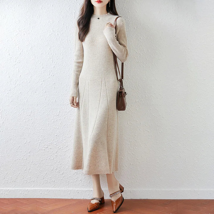  Merino Wool Ribbed Knit Dress