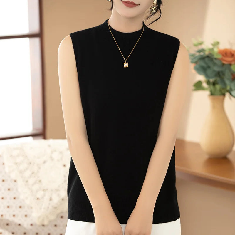 Merino Wool Sleeveless Knit Top