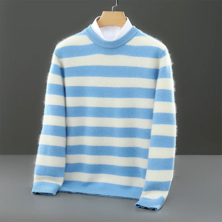 Merino Wool Striped Crewneck Sweater