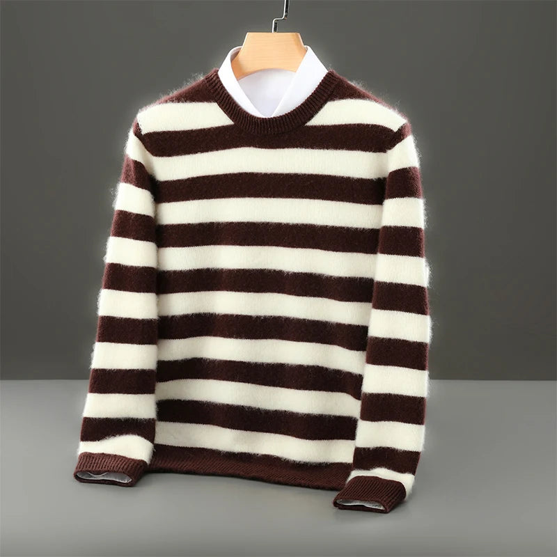 Merino Wool Striped Crewneck Sweater