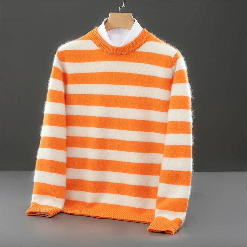 Merino Wool Striped Crewneck Sweater