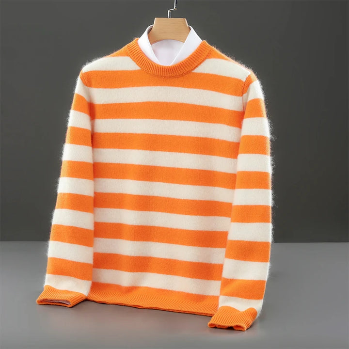 Merino Wool Striped Crewneck Sweater