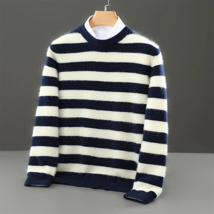 Merino Wool Striped Crewneck Sweater