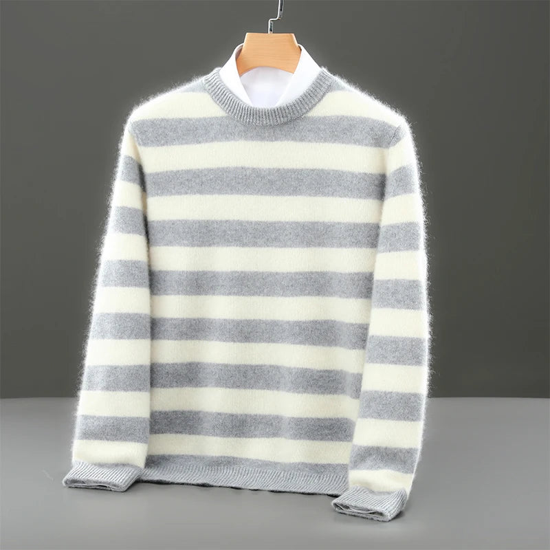 Merino Wool Striped Crewneck Sweater