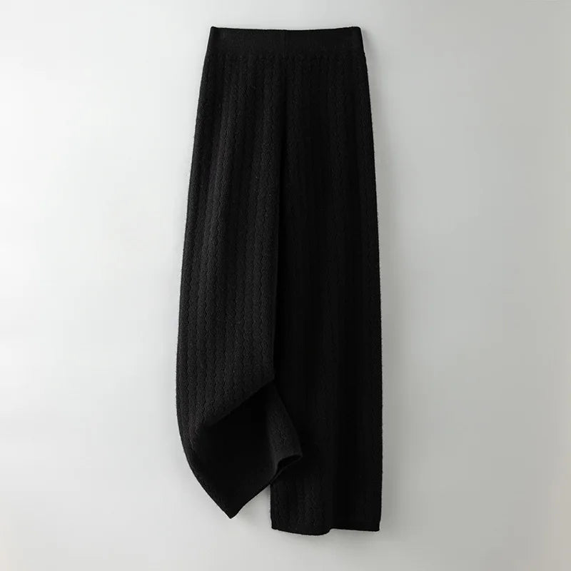 Merino Wool Wide-Leg Knit Pants