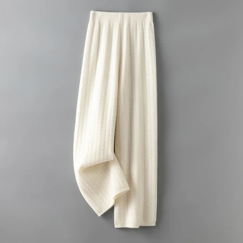 Merino Wool Wide-Leg Knit Pants