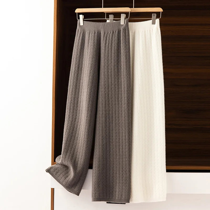 Merino Wool Wide-Leg Knit Pants