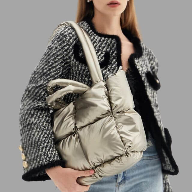 Metallic Puffer Tote Bag Designer Handbag