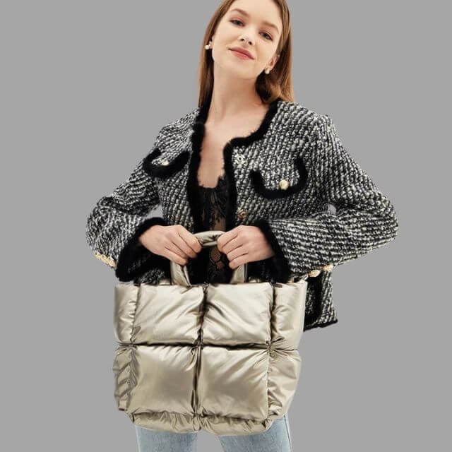Metallic Puffer Tote Bag Designer Handbag
