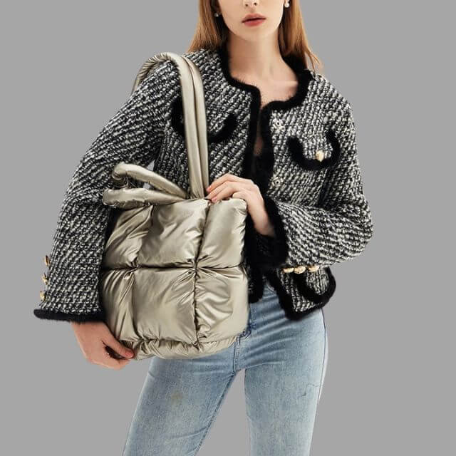 Metallic Puffer Tote Bag Designer Handbag