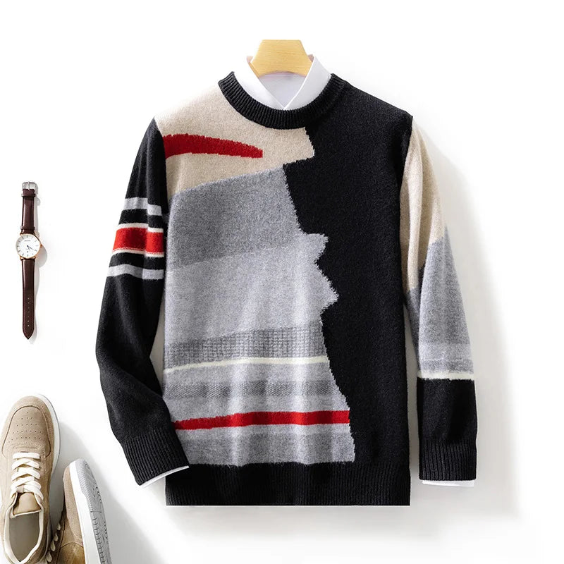 Modern Abstract Pattern Knit Sweater