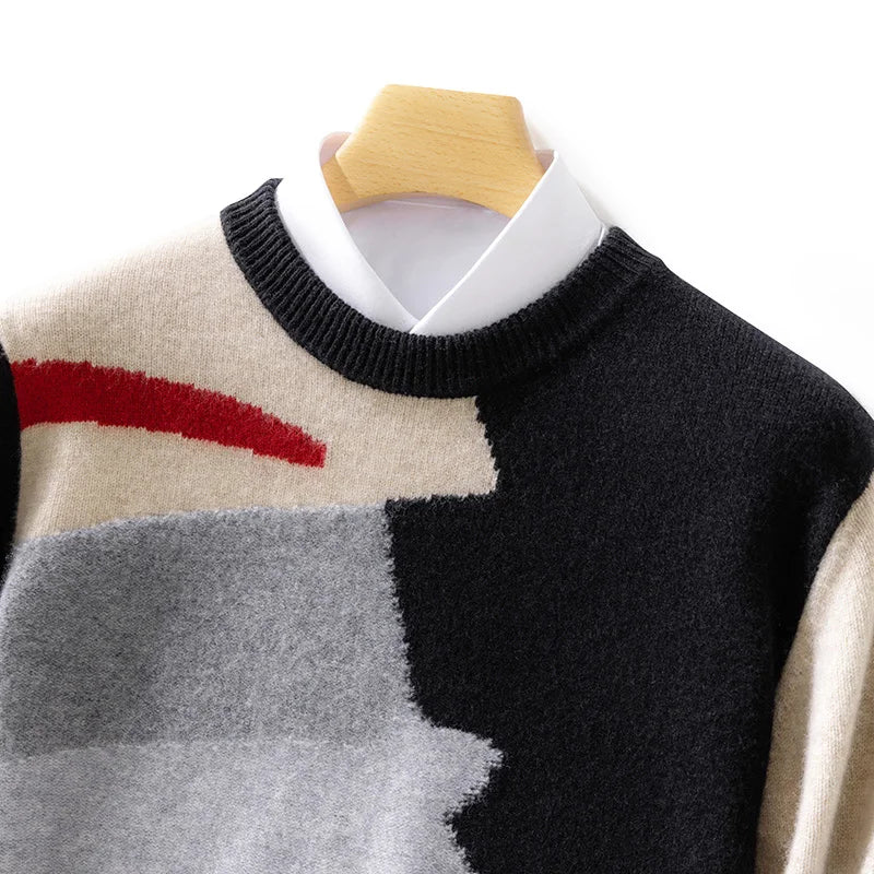 Modern Abstract Pattern Knit Sweater