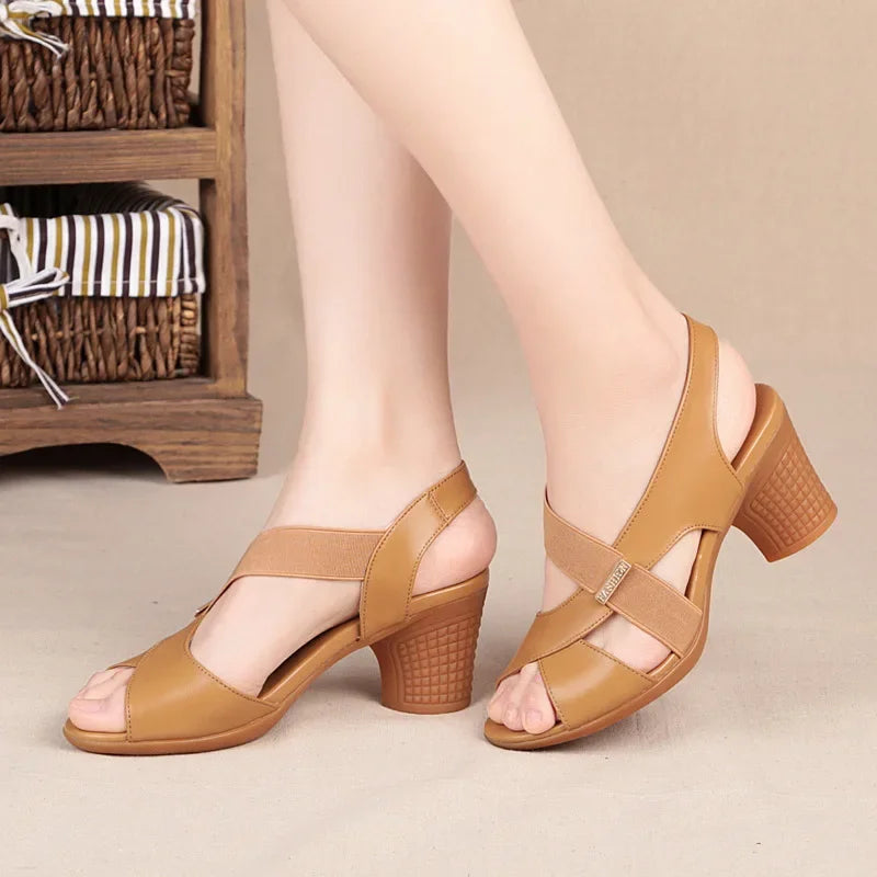 Peep Toe Mid Heel Summer Sandals