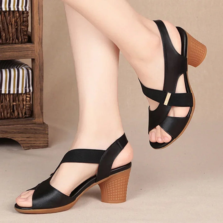 Peep Toe Mid Heel Summer Sandals