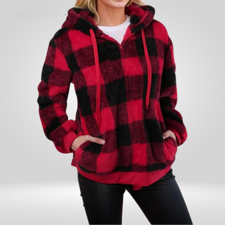 Plaid Fleece Pullover Hoodie