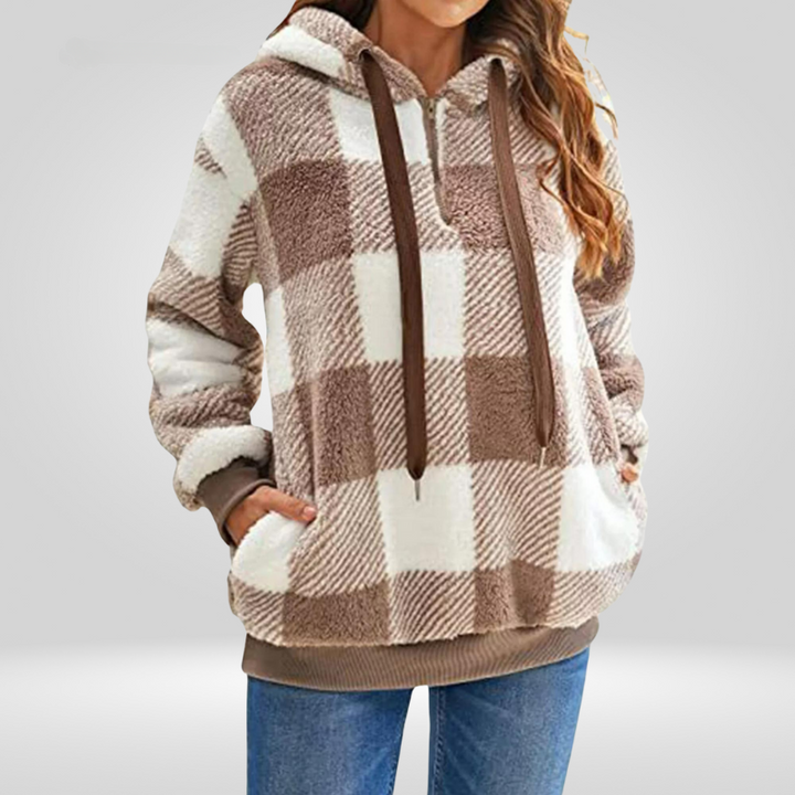 Plaid Fleece Pullover Hoodie