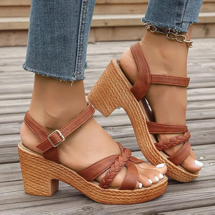 Platform Square Heel Gladiator Sandals