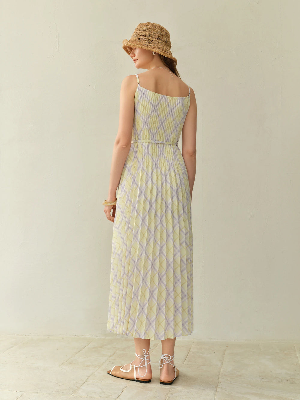 Plus Size Checked Strap Dress Beach Resort Style