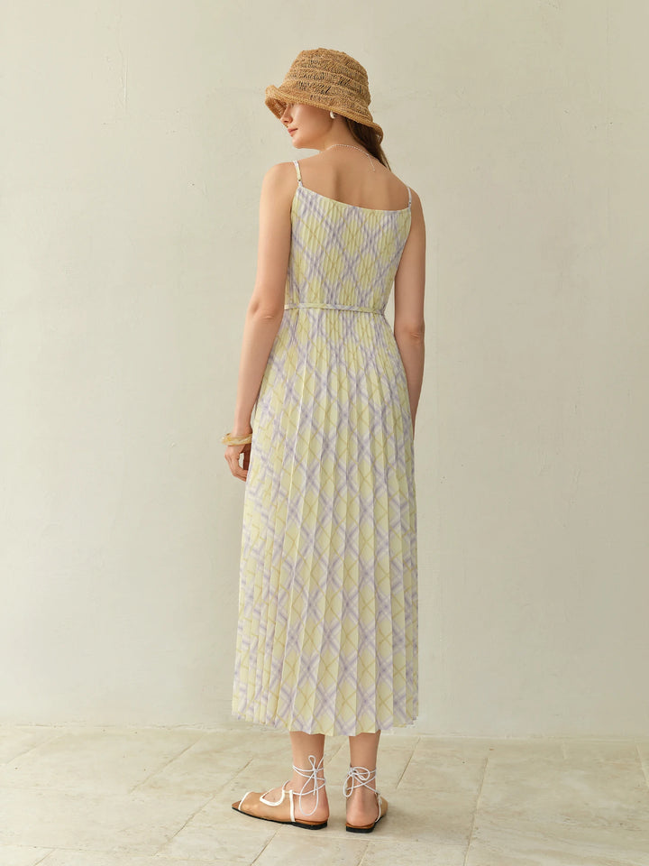 Plus Size Checked Strap Dress Beach Resort Style