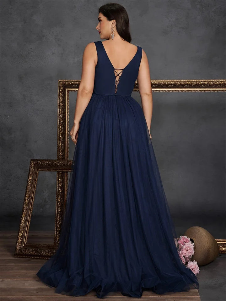 Plus Size Sequin V-Neck Gown