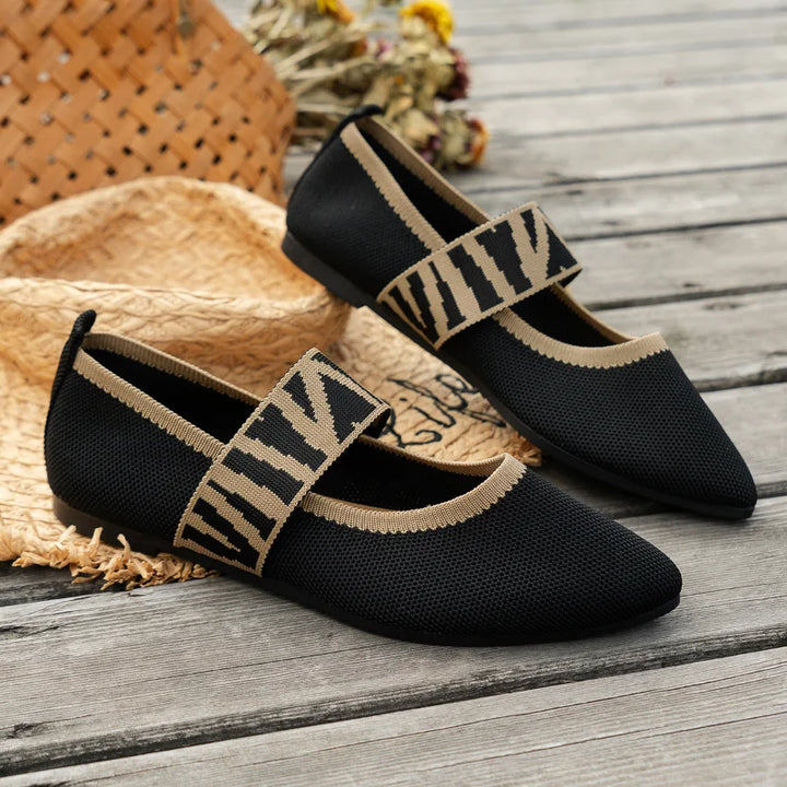 Pointed Toe Low Heel Knit Flats