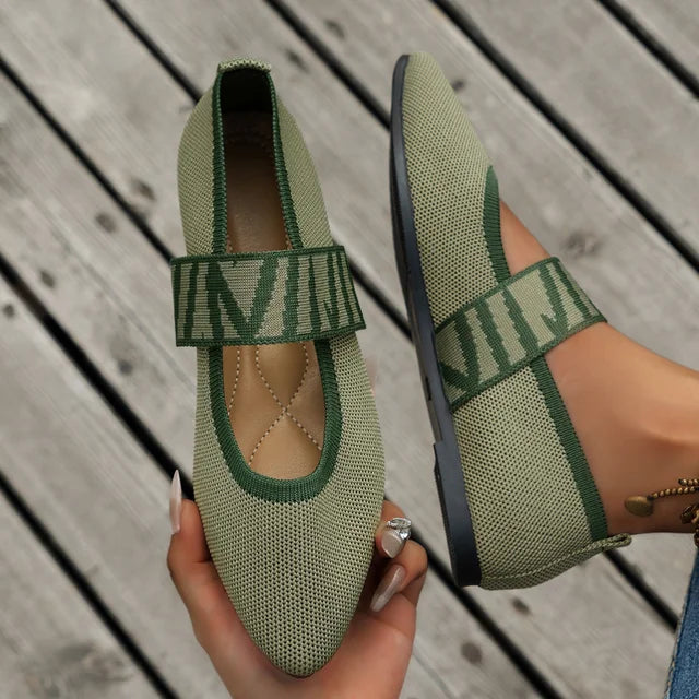 Pointed Toe Low Heel Knit Flats