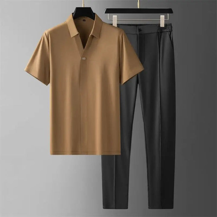 Short-Sleeve Polo Two-Piece Set