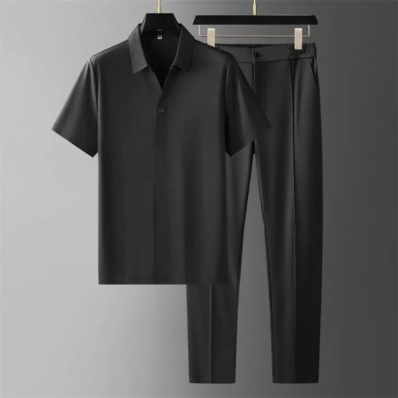 Short-Sleeve Polo Two-Piece Set