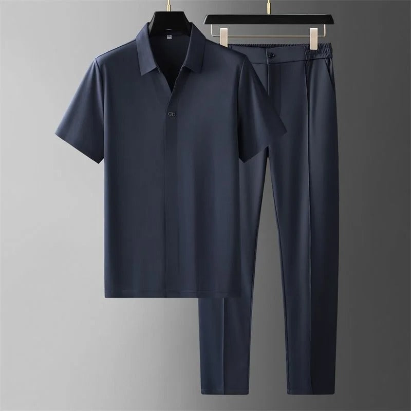 Short-Sleeve Polo Two-Piece Set