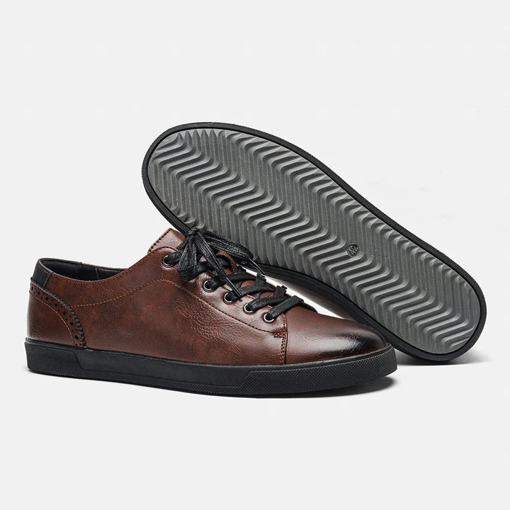 Premium Leather Lace-Up Sneakers