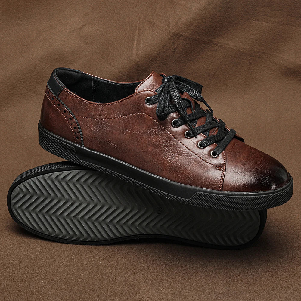 Premium Leather Lace-Up Sneakers