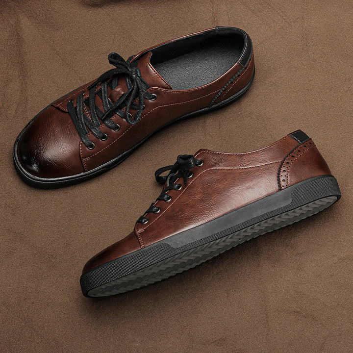 Premium Leather Lace-Up Sneakers