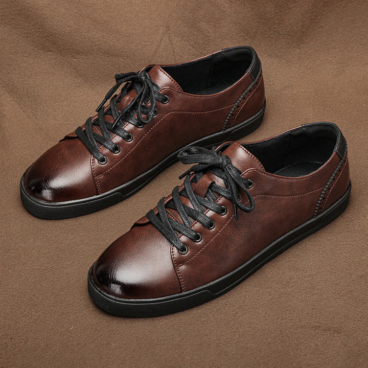 Premium Leather Lace-Up Sneakers