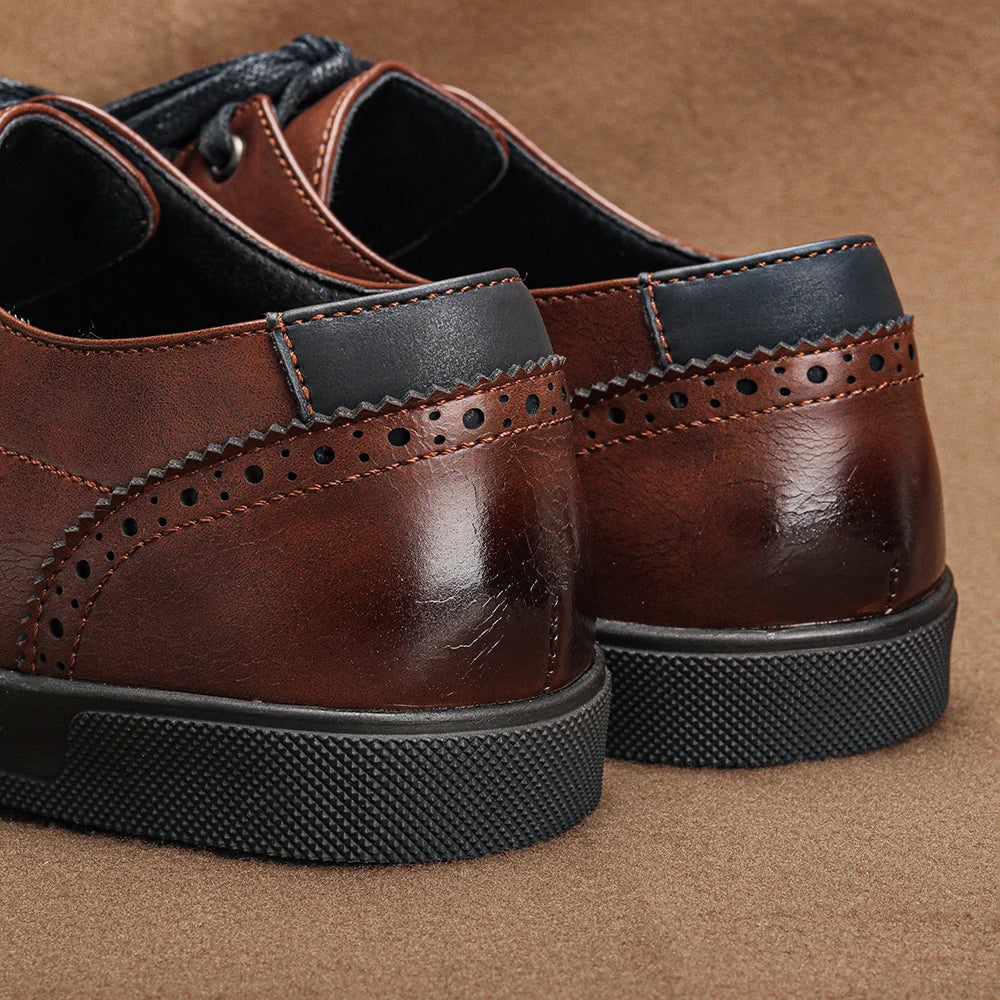 Premium Leather Lace-Up Sneakers