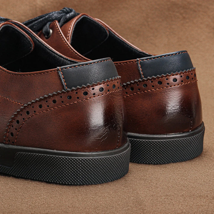 Premium Leather Lace-Up Sneakers